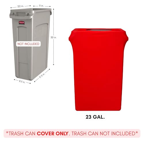 Image of YOUR CHAIR COVERS - 23 Gallon Spandex Slim Jim Narrow Trash Can Cover - Red (Cover ONLY, Trash CAN NOT Included)