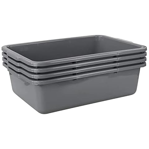 Farmoon 4 Pack Grey Shallow Washing up Bowl Bus Tub Tray, 24 L Cover