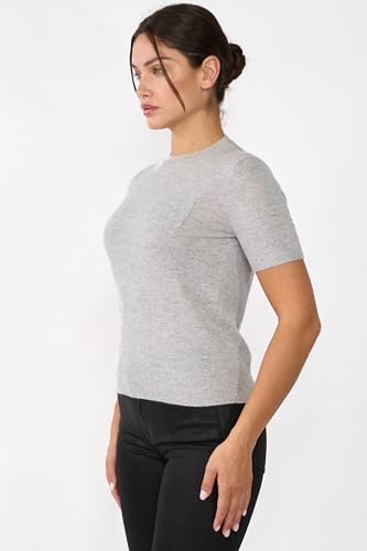 JENNIE LIU Womens 100% Cashmere Crewneck Short Sleeve Sweater2