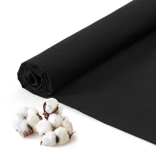 Q&J Fabric Co. 100% Cotton Fabric by The Yard 60 Wide x 2 Yards Natural Muslin Fabric Nearly Medium Weight Material for DIY Sewing Apparel Cloth Quilting Soft Embroidery Cloth Garments (Black)
