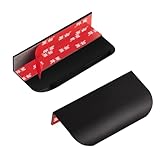Cekikibi 5 Pack Adhesive Edge Finger Pulls for Cabinets，Kitchen Aluminium Alloy Concealed Drawer Pulls No Drilling Required Flat Stick On Cabinet Handles (Black, 3.15' Overall Length)