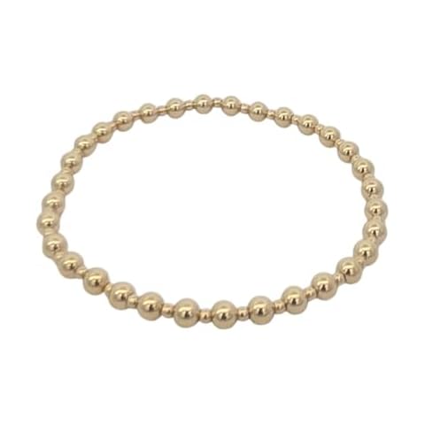 Anela 14kt Gold Filled Beaded Bracelet | Tarnish-Free | Alternating 4mm & 2mm Beads | Stylish Everyday Jewelry (7.0") Cover