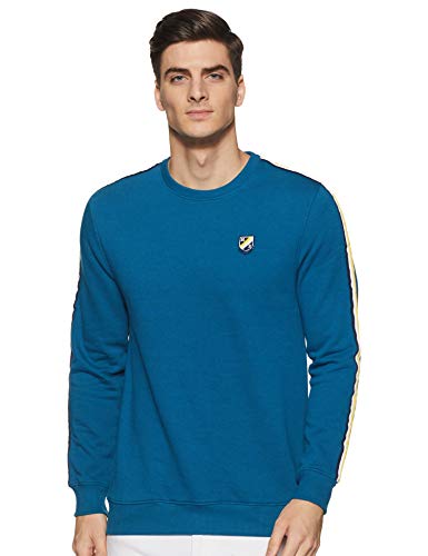 Amazon Brand – House & Shields Men’s Cotton Blend Round Neck Sweatshirt (AW20INOHNSSS08_Fog Teal_L)