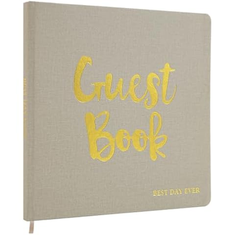 Wedding Guest Book, Polaroid Guest Book for Wedding Receptions, Personalized Baby Shower Guest Book for Party, Sign In, Messages, Pictures, 100 Premium Pages 8.5 X 8.5 Inch Beige Cover