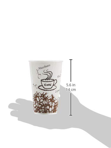 Amazon Basics Insulated Ripple Wall Hot Cup, Café Design, 16 oz, 240-Count