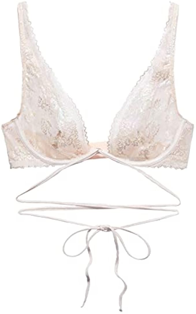 Savage X Fenty, Women's, Caged Lace Unlined Bra with Tie