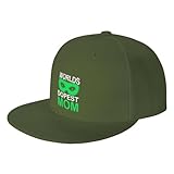 Worlds Dopest Mom Snapback Hat Adjustable Plaid Flat Baseball Cap for Men Women Sun Hat Moss Green