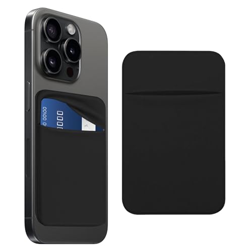 2 Pcs Self Adhesive PhonePocket Clip, Cell Phone Pocket SelfAdhesive Card Holder, Cellphone Card Holder Pocket, Phone Wallet Stretchy Self Adhesive Pocket Clip for All Smartphones (Black)