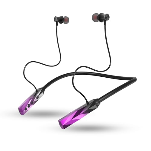 OOGE Tune 23 Bluetooth Neckband Earphones | Wireless in-Ear Headphones with Deep Bass & HD Sound | Fast Charging, Long Battery Life, Sweatproof Sports Headset, Comfortable Fit – Pink