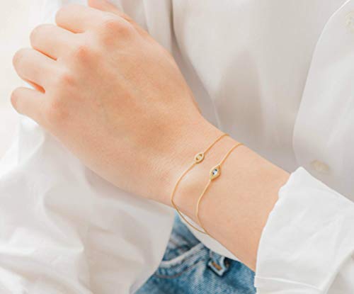 14k gold evil eye bracelet, solid gold mini evil eye3