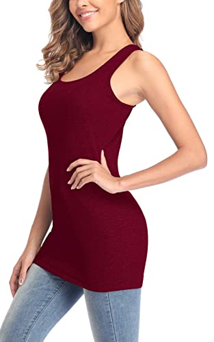 Image of ALove Womens Extra Long Tank Tops with Shelf Bra Ribbed Camisoles Undershirts