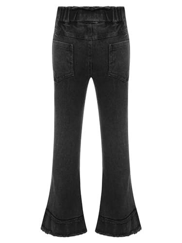 Hularka Kids Girl's Raw Hem Distressed Flare Jeans Stretchy Bell Bottom Denim Trousers Casual Denim Pants2