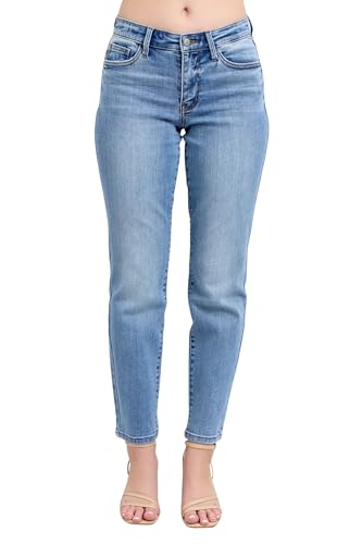 Judy Blue Women's Mid-Rise Vintage Wash Slim Fit Jeans with Cell Phone Pocket
