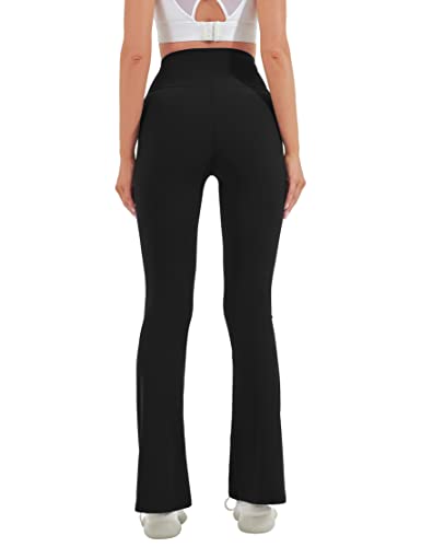 Image of HEGALY Women's Flare Yoga Pants - Crossover Flare Leggings Buttery Soft High Waisted Workout Casual Bootcut Pants