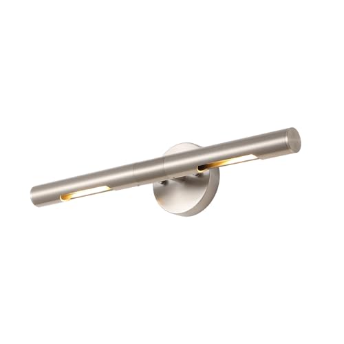 Image of Brushed Nickel Picture Light 19 inches Modern Wall Sconce with Cylinder Metal Shades Rotatable 360Indoor Wall Lighting Fixture Bathroom Vanity Light Bedroom Living Room