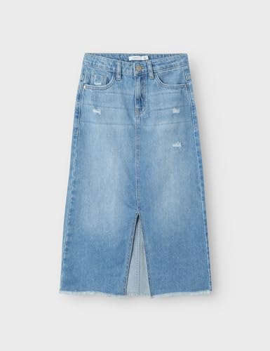 Name it kids Mädchen Nkfkat DNM Long Skirt 3724-Be Noos, Light Blue Denim, 152 cm
