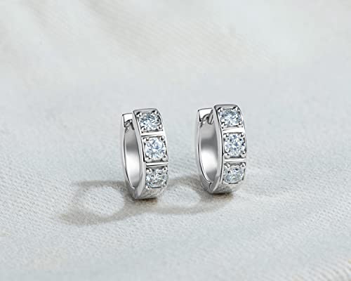 Moissanite Hoop Earrings Men, Lab Created Imitation Diamond 925 Sterling Silver Hypoallergenic 4.5MM Male Huggie, Anniversary Valentines Jewelry Gifts for Men Husband2