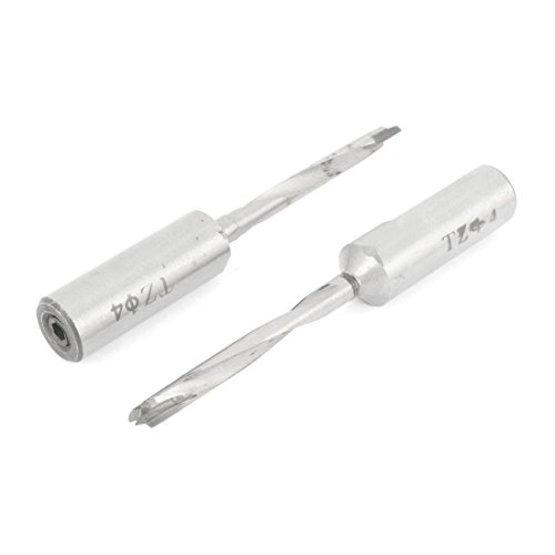 Aexit 2PCS Silver Drill Bits Tone Woodworking Carbide Tipped Brad Point Straight Shank Boring Drill Bit Tool 4mm Boring Bits x 68mm
