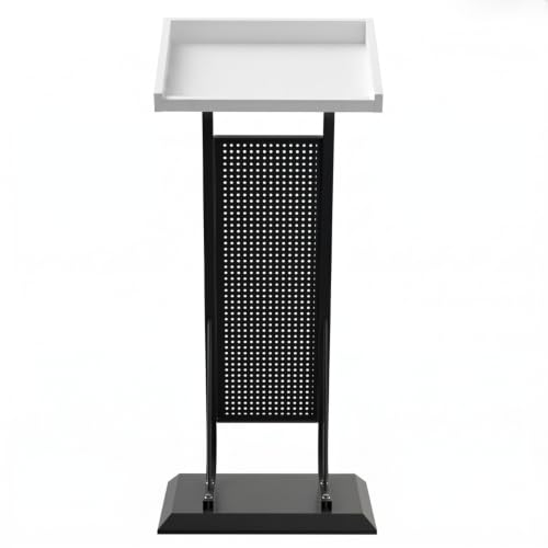 Image of TEKAVO Merito Podium Lectern for Classroom, Auditorium, Office, Church & School | Sleek & Modern Lecture Stand | Ideal for Presentations, Speeches & Events,Mic /Portable Office Conference,White Wood.