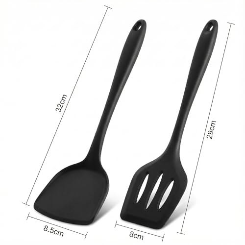 Silicone Spatula Set, 2 Piece Heat Resistant Non-Stick Cooking Turners - Food Grade Silicone, Stainless Steel Core One-Piece Design, Ergonomic Handle Dishwasher Safe for Eggs, Pancakes & Nonstick Cook - Image 3