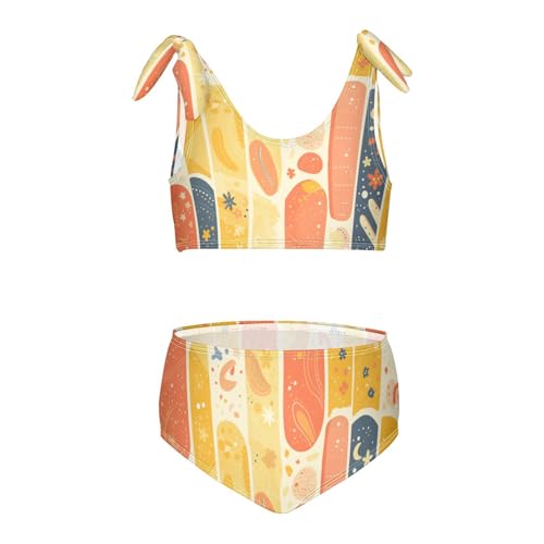 Colorful Stripes Girls 2 Piecing Kids Bikini Set Quick-Dry Bathing Suit Swimming Suits Adjustable Shoulder Strap