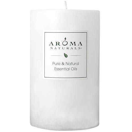 Aroma Naturals Patchouli and Frankincense Essential Oil White Scented Pillar Candle, Meditation, 2.5 inch x 4 inch