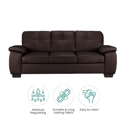 Image of Torque Antos 3 Seater Leatherette Sofa-Dark Brown | Modern Designs Sofa 3 Seater | Premium Leatherette 3-Person Sofas Couches for Living Room Office Setting