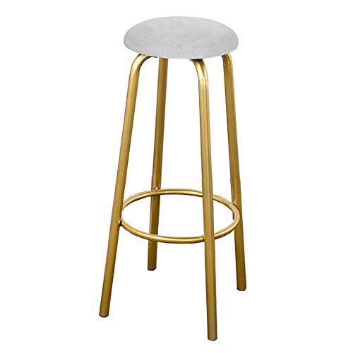 QYJ-stool Taburete De Bar Muebles De Sala De Estar Taburete De Bar Silla De Comedor Acolchada Cocina/Barra Taburete Alto Sin Respaldo Patas De Metal Doradas - Altura De Barra De 65/75 Cm