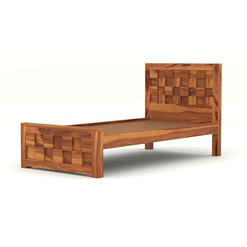 Image of Solid Sheesham Wooden Bed 6X4 Bed Single Bed Without Storage for Bedroom - Single Cot Wooden BedSingle Size for Living Room Guest Room - 12 Month Warranty (Jack Honey)