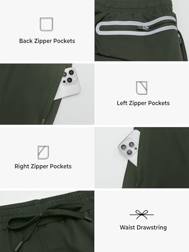 NORTHYARD Calça de corrida masculina com bolsos com zíper, calça de moletom leve, atlética, corrida