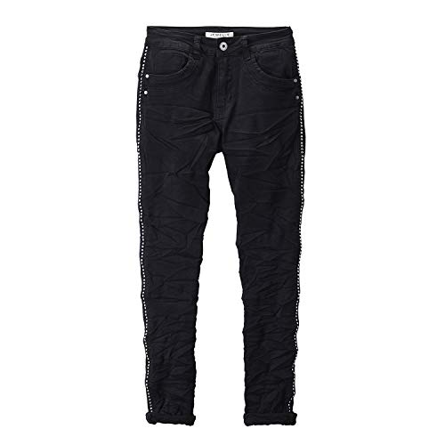 Preisvergleich Produktbild Jewelly Jeans Damen mit Nieten Streifen (S / 36, Schwarz)