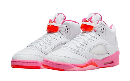 Jordan Boy's 5 Retro (Big Kid) White/Pinksicle/Safety Orange 5 Big Kid M3
