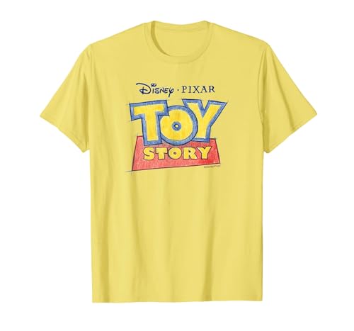 Image of Disney & Pixar’s Toy Story Logo Concept Art Sketch T-Shirt, Men, Lemon Yellow, Large