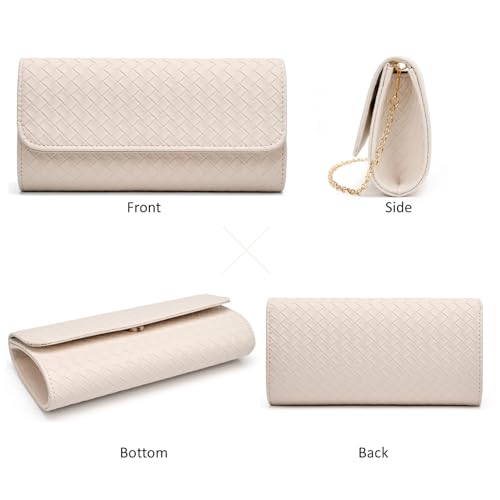 Image of DETARA Woven Evening Bag Clutch Purses for Women Fashion PU Leather Crossbody Purse for Wedding Party and Prom