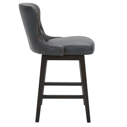 Amazon Brand – Stone & Beam Morgan Faux Leather Memory-Swivel Counter-Height Barstool, 38.2"H, Black #TOP5