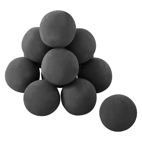 VEVOR Bolas de Cerámica para Fuego 12 Piezas 100 mm de Fibra Cerámica Piedras de Lava Redondas Reutilizables para Uso en Interiores y Exteriores para Fogatas de Propano, Gas, Estufas, Camping, Negro