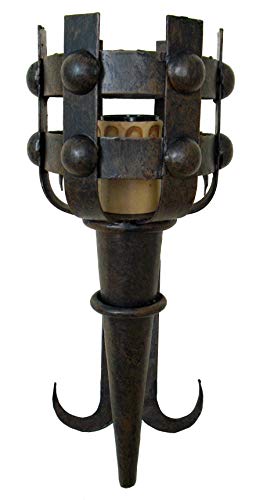Applique torche fer forgé médiéval petite lampe murale rustique - 2