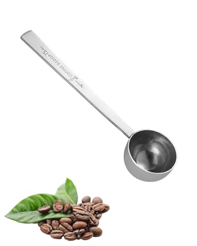 HUVZOR Cuillère à café 15ml, Cuillère Doseuse en Inox avec Manche Extra Long pour Café Moulu, Grains, Poudre, Expresso, Idéale pour les Grands Bidons, Verres, Canettes