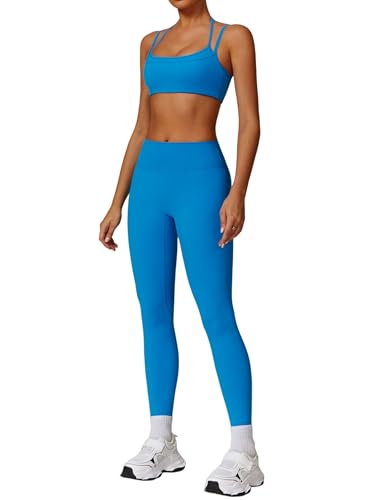 Two Piece Workout Sets For Women Sport Bra Matching High Waist Scrunch Butt Leggings Gym Yoga Active Wear Outfits
