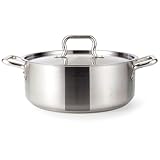 HOMICHEF 15 Quart LARGE Stainless Steel Braiser Pan with Lid - Commercial Grade NICKEL FREE Stainless Steel...
