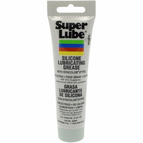 Super Lube 92003 Silicone Lubricating Grease with PTFE, 3 oz Tube, Translucent White