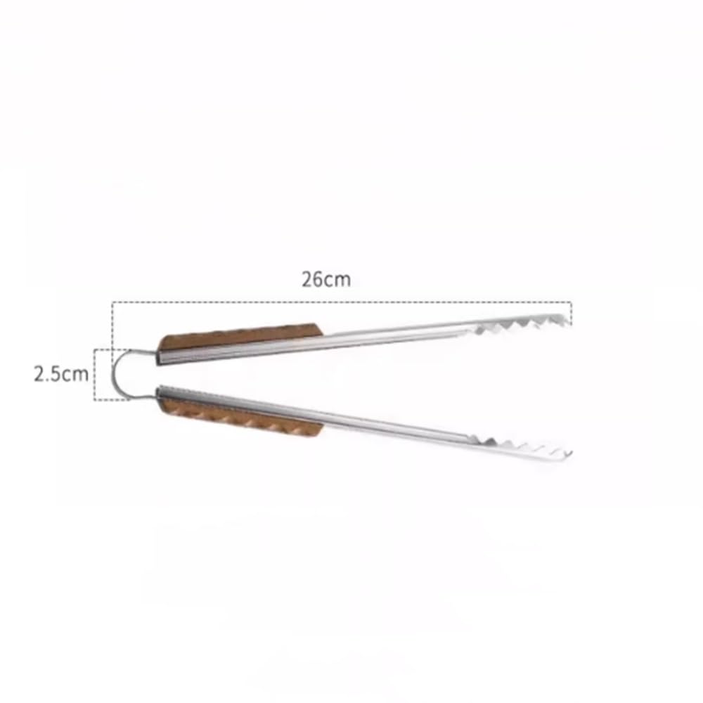 Pinces de Cuisine Pince à steak de poisson grillé en acier inoxydable avec manche en bois pour Ustensiles de Cuisine