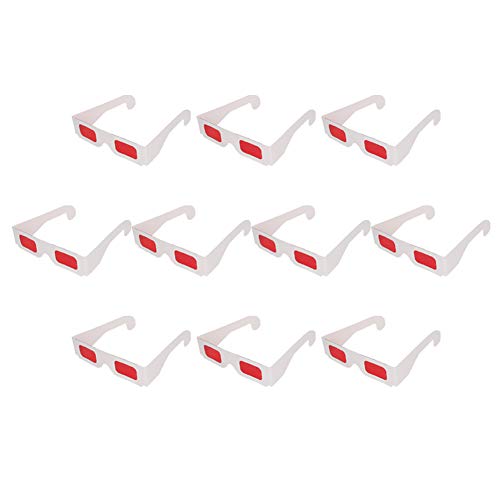 Othmro Lot de 10 Lunettes de Style 3D Durables Lunettes de Visionnement 3D Lunettes de Jeu de Film 3D Rouge-Bleu Lunettes 3D Cadre Lentille en Résine Blanche pour 3D TV Cinéma Films à la Maison Cover