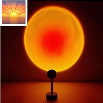 Lámpara Proyector LED Puesta de Sol Rojo Luz Romántica Lampara Atardecer con Rotación de 180º y Cable de Carga USB Ideal para Dormitorio y Decoración para crear un ambiente agradable (Rojo Atardecer)