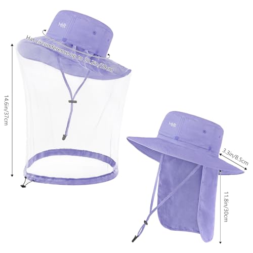 Image of BASSDASH UPF 50+ Mosquito Sun Hat with Hidden Head Net and Neck Flap for Men Women Outdoor Fishing Hiking Camping
