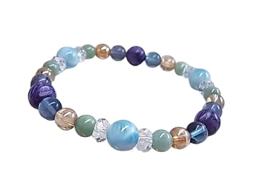 [LARIMARMJ] ラリマー チャロアイト ビルマ翡翠 癒し 大人シック パワーストーン 天然石 ブレスレット 65 D54