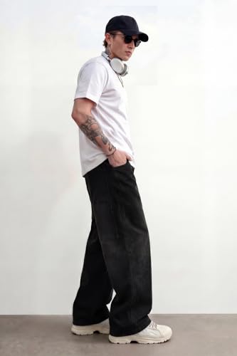 Image of GINGTTO Men's Baggy Barrel Jeans Wide Leg Y2K Denim Pants | Loose Fit Streetwear Casual Hip Hop Skater Vintage Style