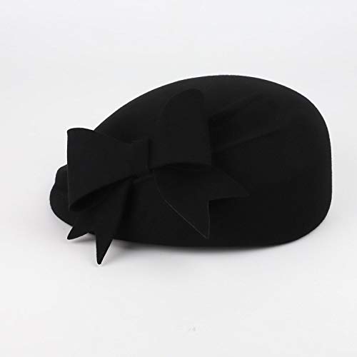 F Fadves French Berets Caps Bowknot For Women Wool Beret Winter Cap Vintage Fascinator Hats Black thumb #1