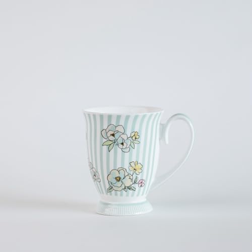 Image of Clay Craft x Magique by The Wishing Chair : Stripe Happy Days Ceramic Coffee Mug 300ml | Fine China Milk Tea Cup | Microwave & Dishwasher Safe | Elegant Mug for Home Office Gifting
