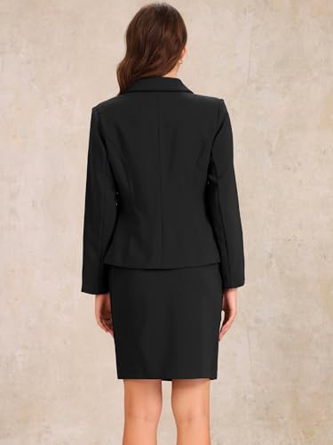 Image of Allegra K Women 2 Piece Skirt Set Suit Business Blazer and Pencil Skirt Office Work Interview Church Outfits